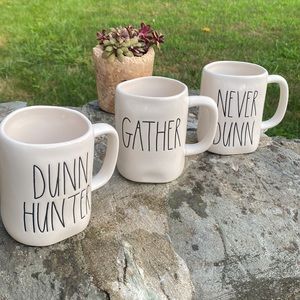 Three Rae Dunn Artisan collection coffee mugs
